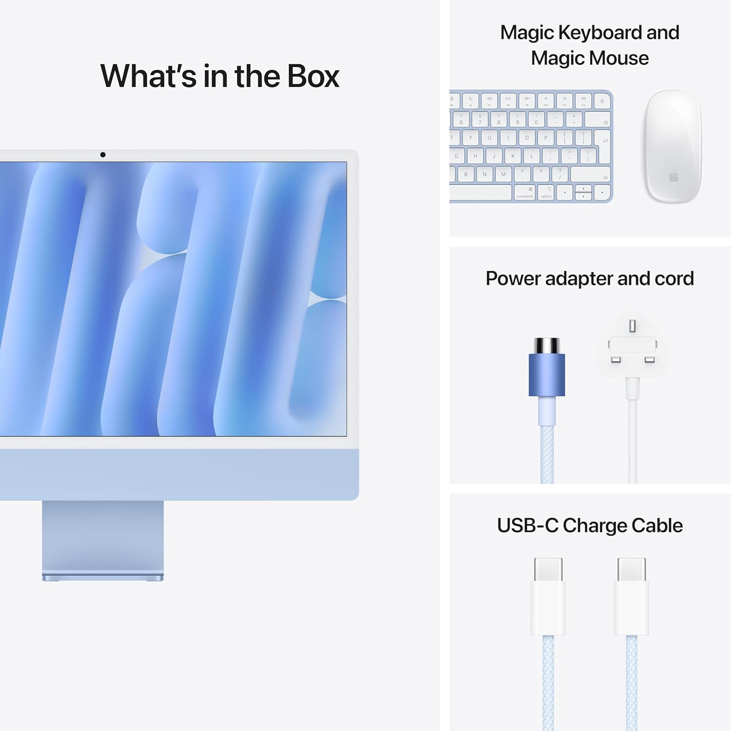 Apple iMac 24Inch with Retina 4.5K Display, M4 chip with 8core CPU and 8core GP, 256GB SSD, Blue