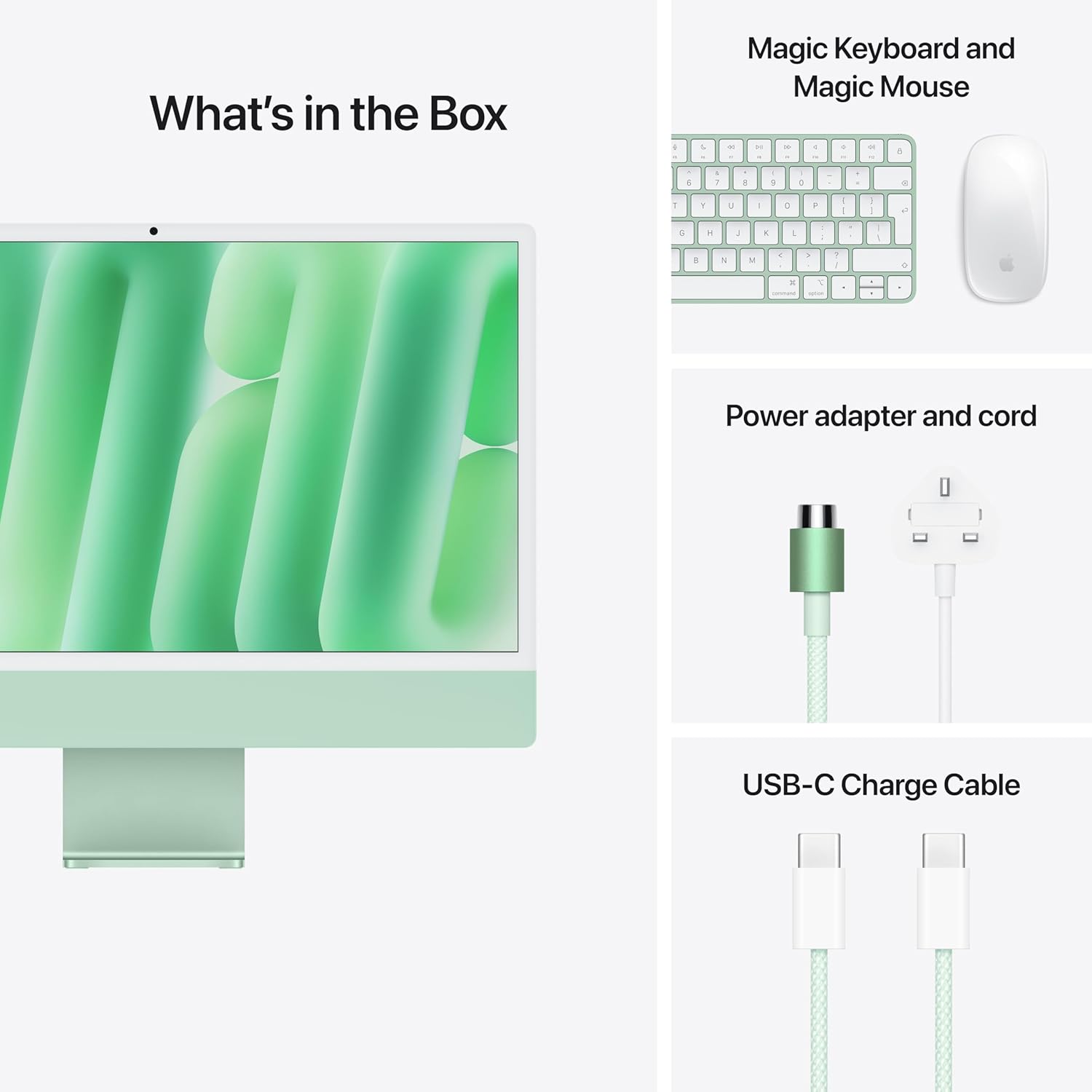 Apple iMac 24Inch with Retina 4.5K Display, M4 chip with 8core CPU and 8core GP, 256GB SSD, Green