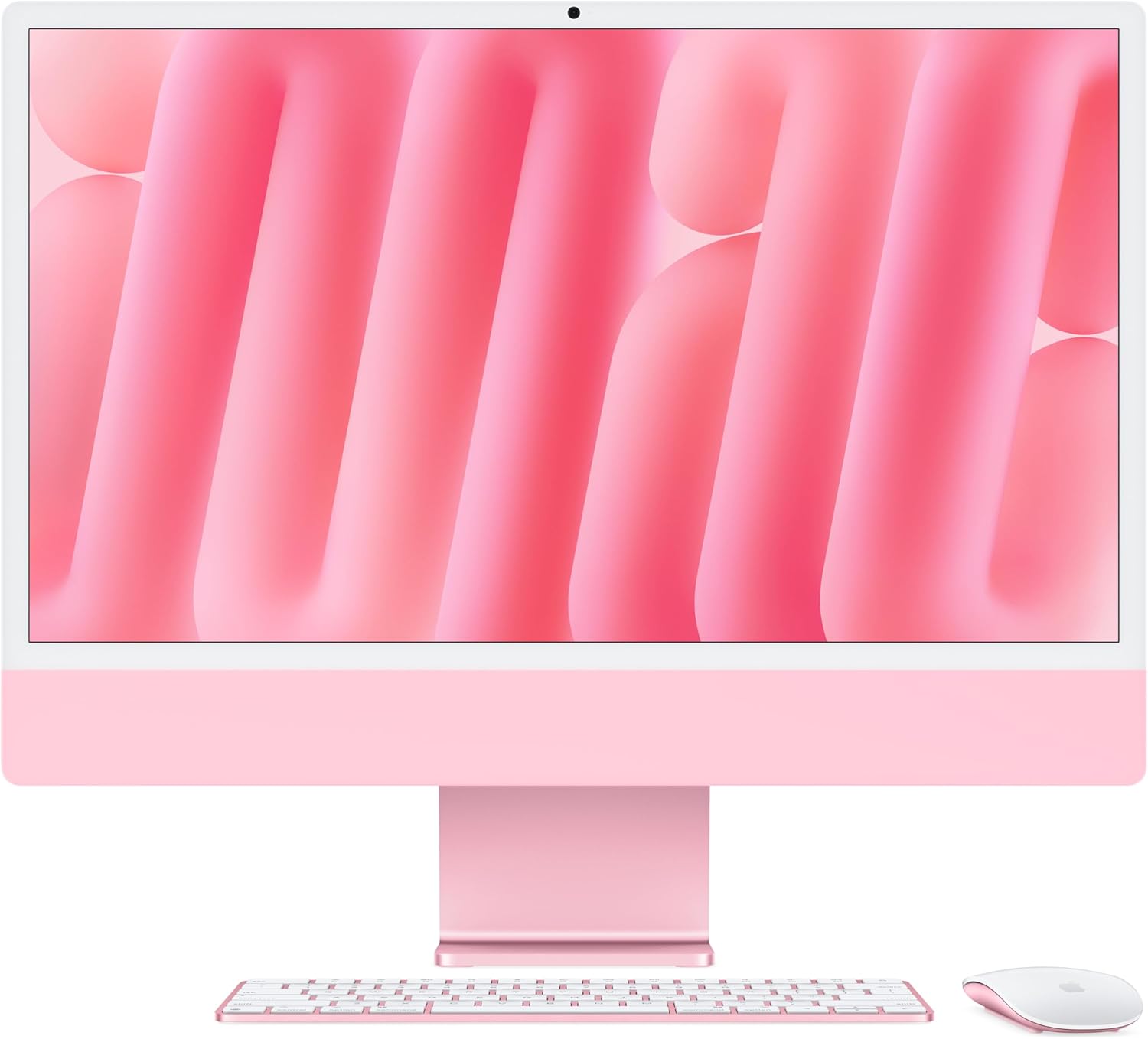 جهاز Apple iMac بشاشة Retina 4.5K مقاس 24 بوصة، شريحة M4 بمعالج 8 أنوية، وحدة معالجة رسومية 8 أنوية، سعة تخزين SSD 256 جيجابايت، باللون الوردي