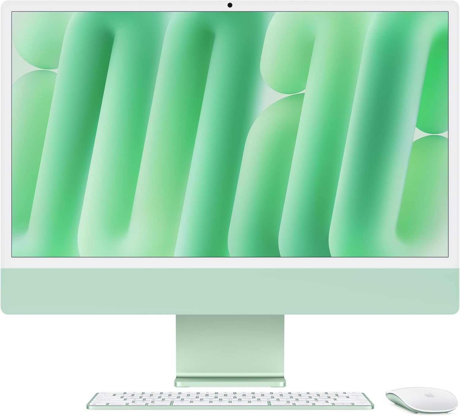 جهاز Apple iMac بشاشة Retina 4.5K مقاس 24 بوصة، شريحة M4 بمعالج 10 أنوية، وحدة معالجة رسومية 10 أنوية، سعة تخزين SSD 256 جيجابايت، باللون الأخضر