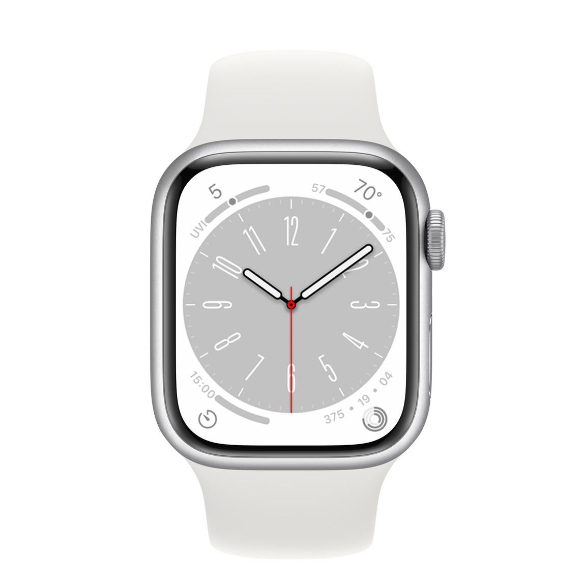 MP6K3AE/A / Apple Watch Series 8 GPS 41mm Silver Aluminium Case with White Sport Band - Regular White / 8 / 41MM