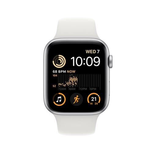 MNJV3AE/A/Apple Watch SE GPS 40mm Silver Aluminium Case with White Sport Band - Regular White / Device / 40MM