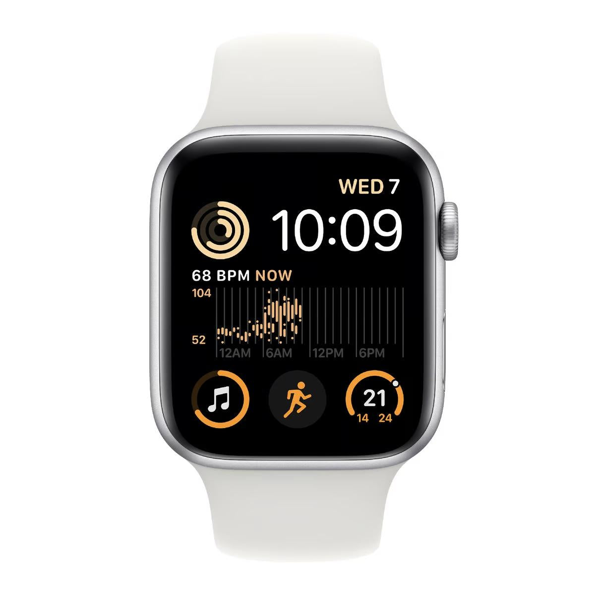 MNK23AE/A/Apple Watch SE GPS 44mm Silver Aluminium Case with White Sport Band - Regular White / Device / 44MM