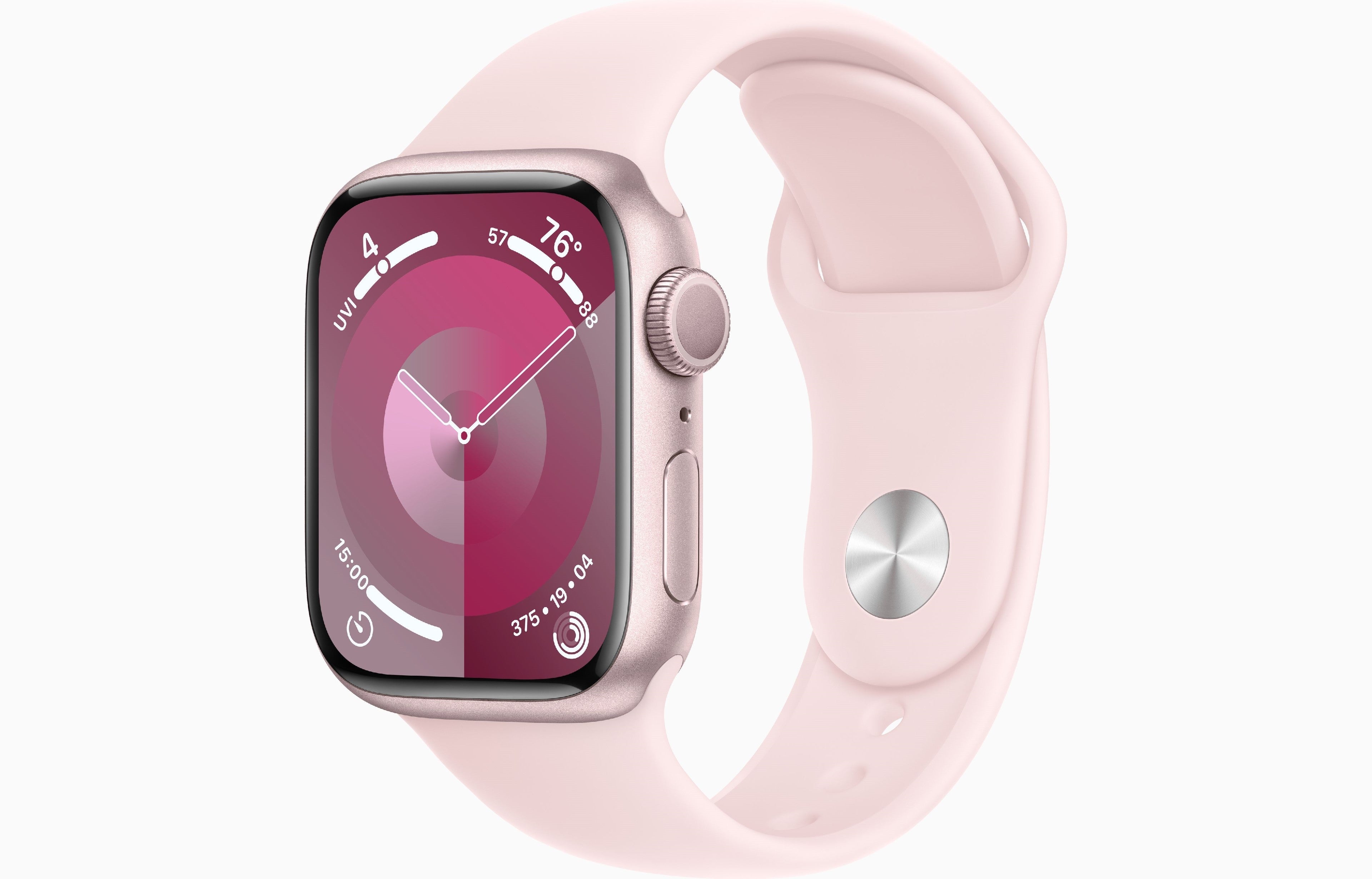 MR933QA/A /Apple Watch Series 9 GPS 41mm Pink Aluminium Case with Light Pink Sport Band - S/M