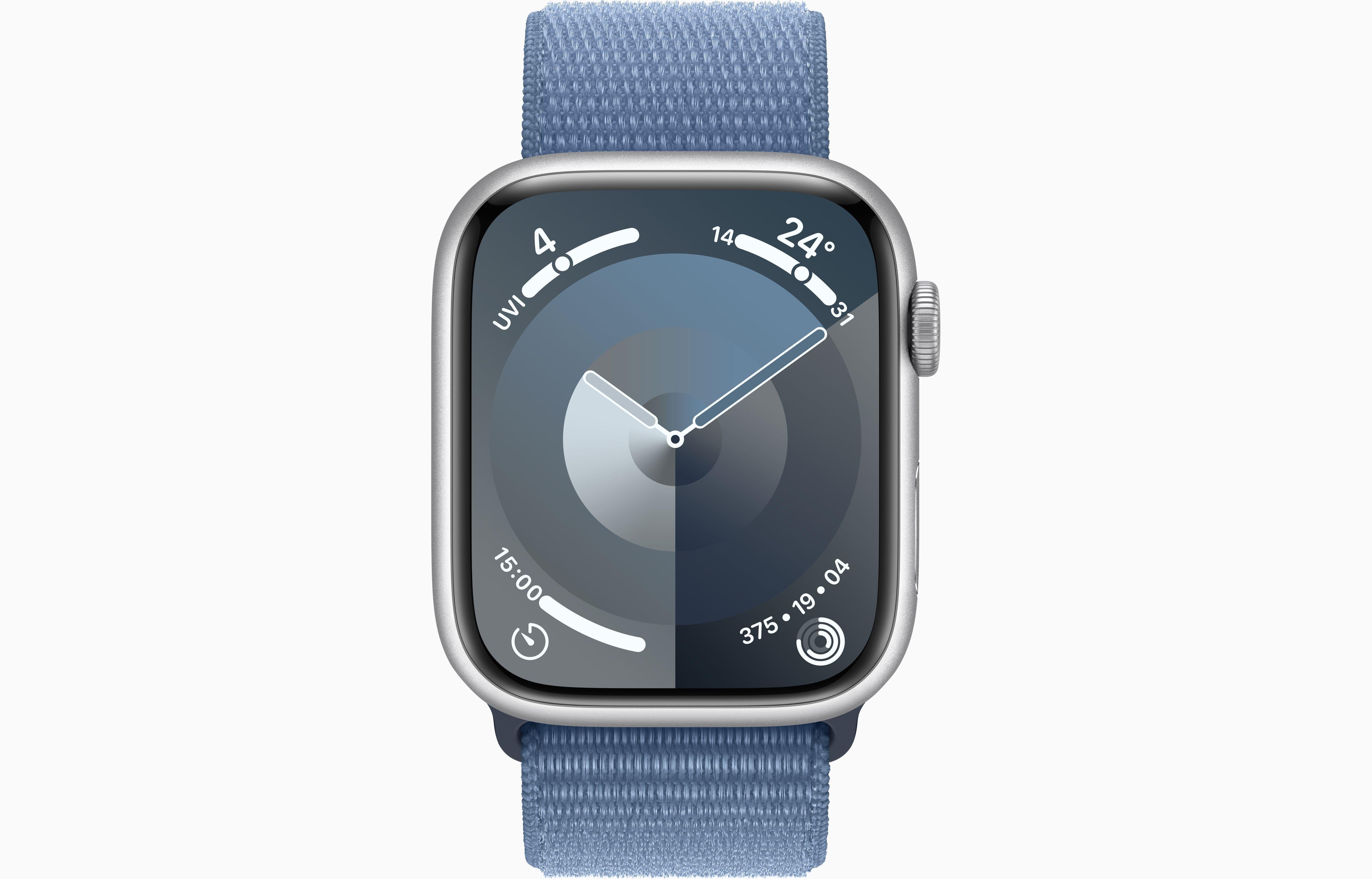 MR9F3QA/A /Apple Watch Series 9 GPS 45mm Silver Aluminium Case with Winter Blue Sport Loop Blue / 9 / 45MM