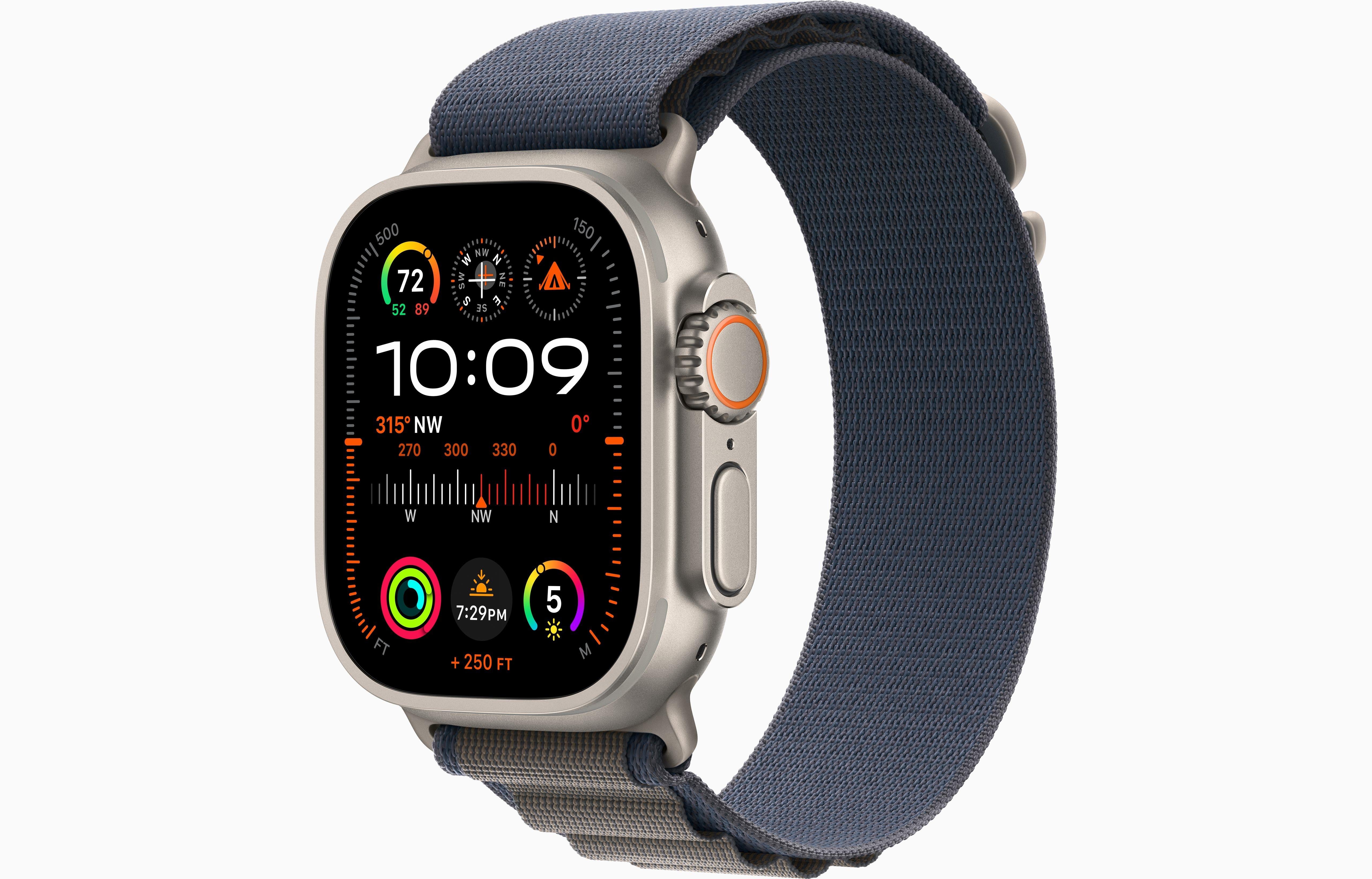 MREQ3AE/A /Apple Watch Ultra 2 GPS + Cellular, 49mm Titanium Case with Blue Alpine Loop - Large Blue / Device / 49MM