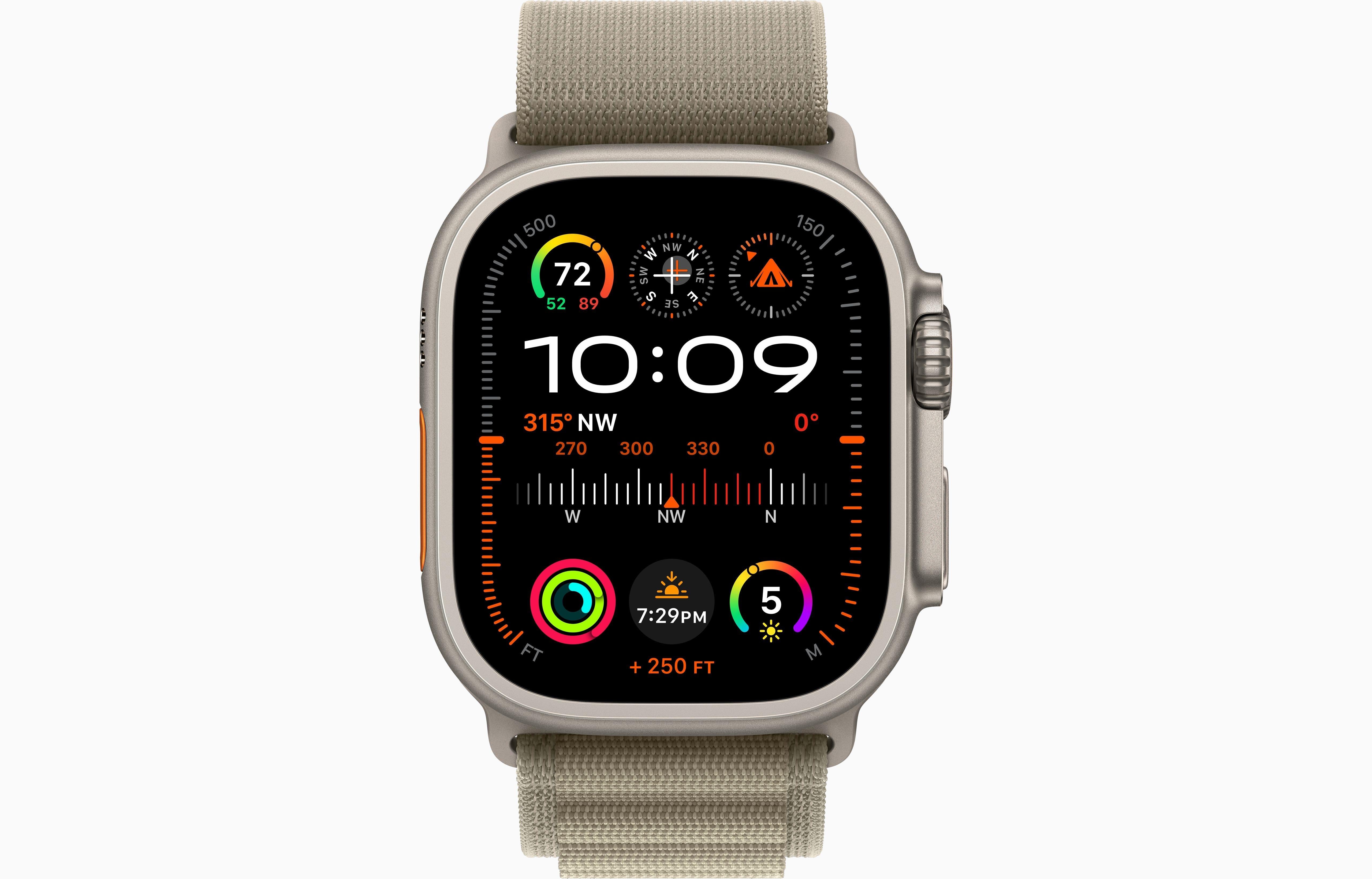 MREY3AE/A /Apple Watch Ultra 2 GPS + Cellular, 49mm Titanium Case with Olive Alpine Loop - Medium Olive Alpine / Device / 49MM