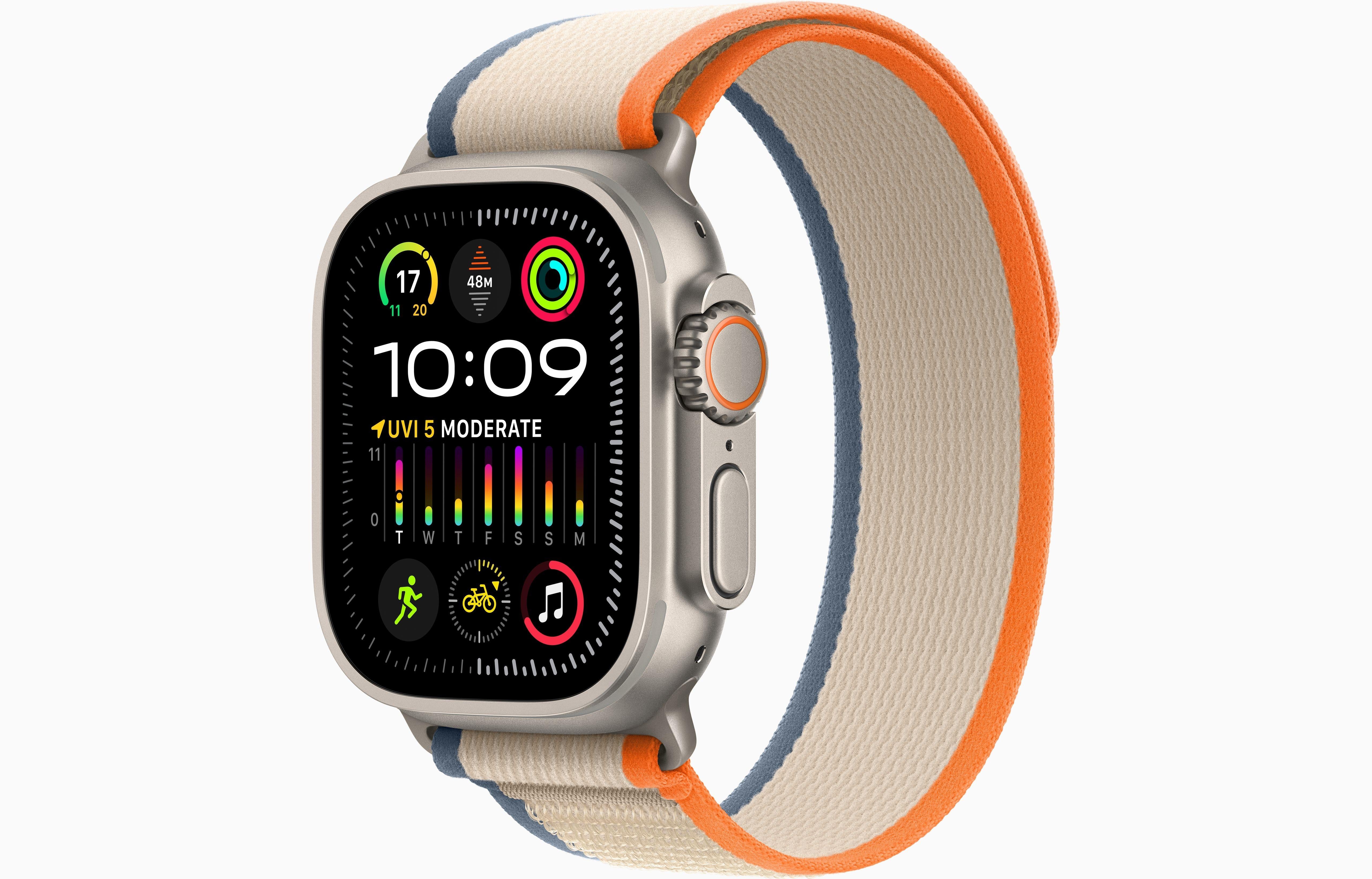 MRF23AE/A /Apple Watch Ultra 2 GPS + Cellular, 49mm Titanium Case with Orange/Beige Trail Loop - M/L Beige / Device / 49MM