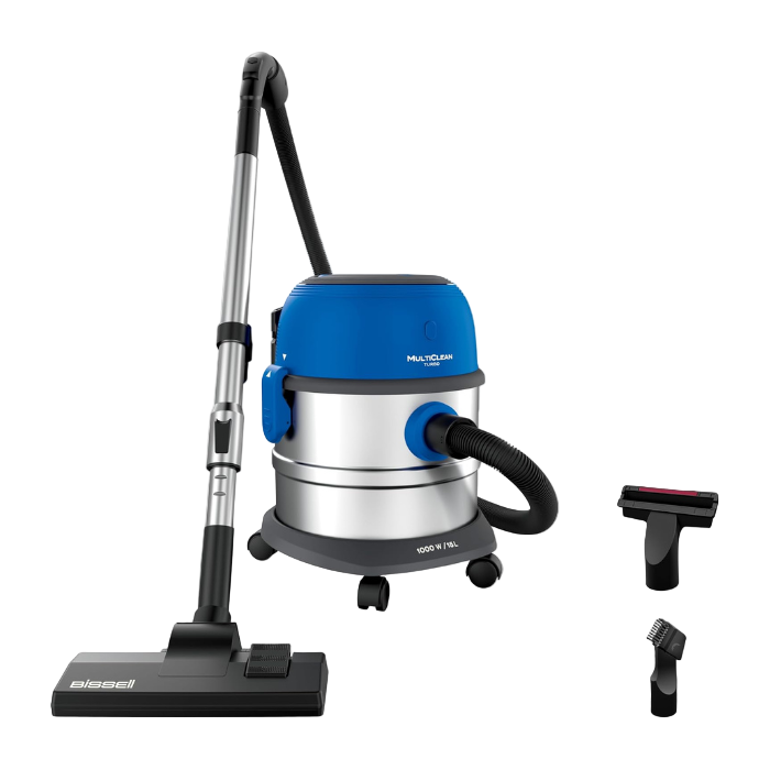 Vacuum cleaner with attachments on a white background