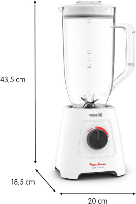 Moulinex Blender 2 Grinder, 2.8Lit, 600Watts, White Moulinex Blender 2 Grinder, 2.8Lit, 600Watts, White