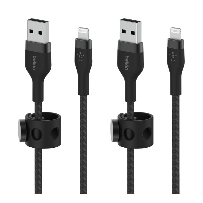 Belkin Boost Charge PRO Flex USB-A Braided Silicone Cable with Lightning Connector, 1M, Black