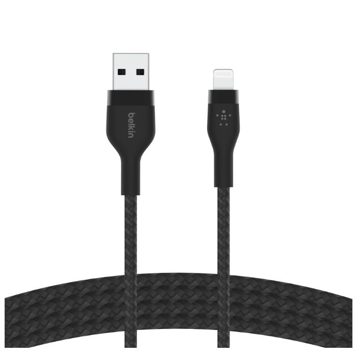 Belkin Boost Charge PRO Flex USB-A Braided Silicone Cable with Lightning Connector, 3Mm, Black