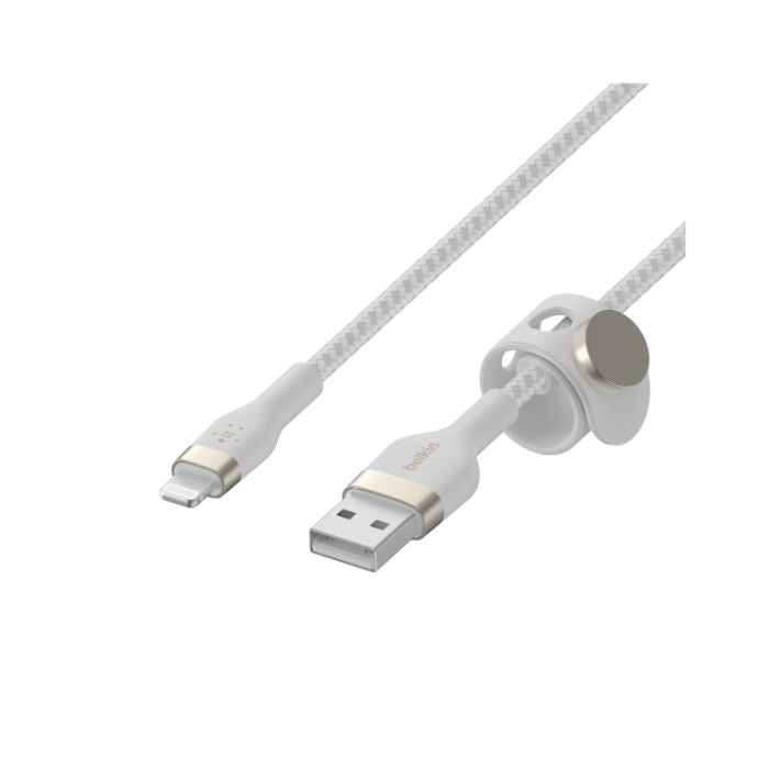 Belkin Boost Charge PRO Flex USB-A Braided Silicone Cable with Lightning Connector, 3Mm, White