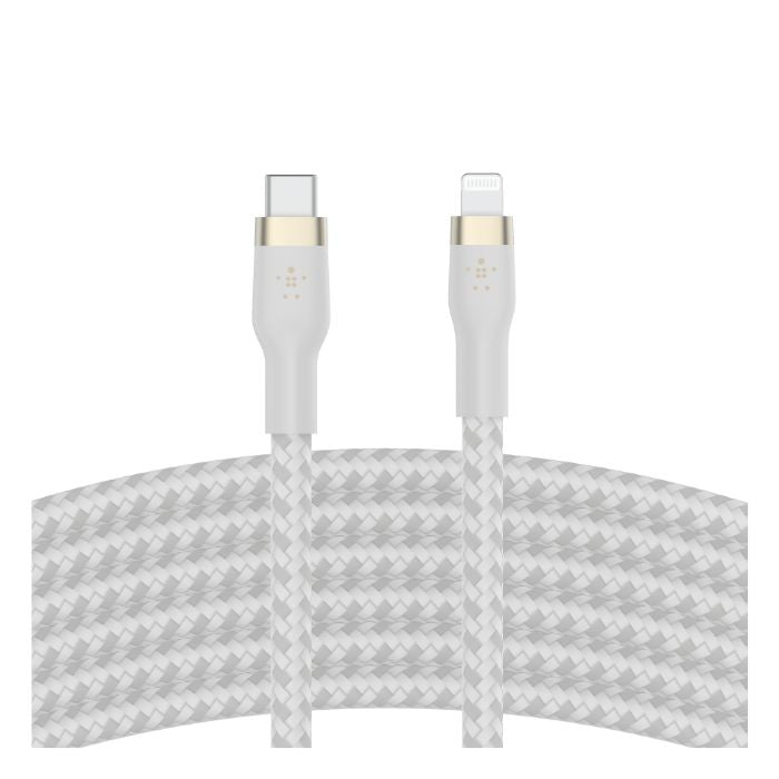 Belkin Boost Charge PRO Flex USB-C Braided Silicone Cable with Lightning Connector, 1Mm, White Belkin Boost Charge PRO Flex USB-C Braided Silicone Cable with Lightning Connector, 1Mm, White