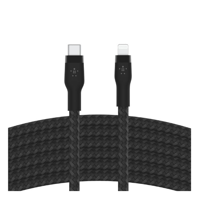 Belkin Boost Charge PRO Flex USB-C Braided Silicone Cable with Lightning Connector, 3Mm, Black