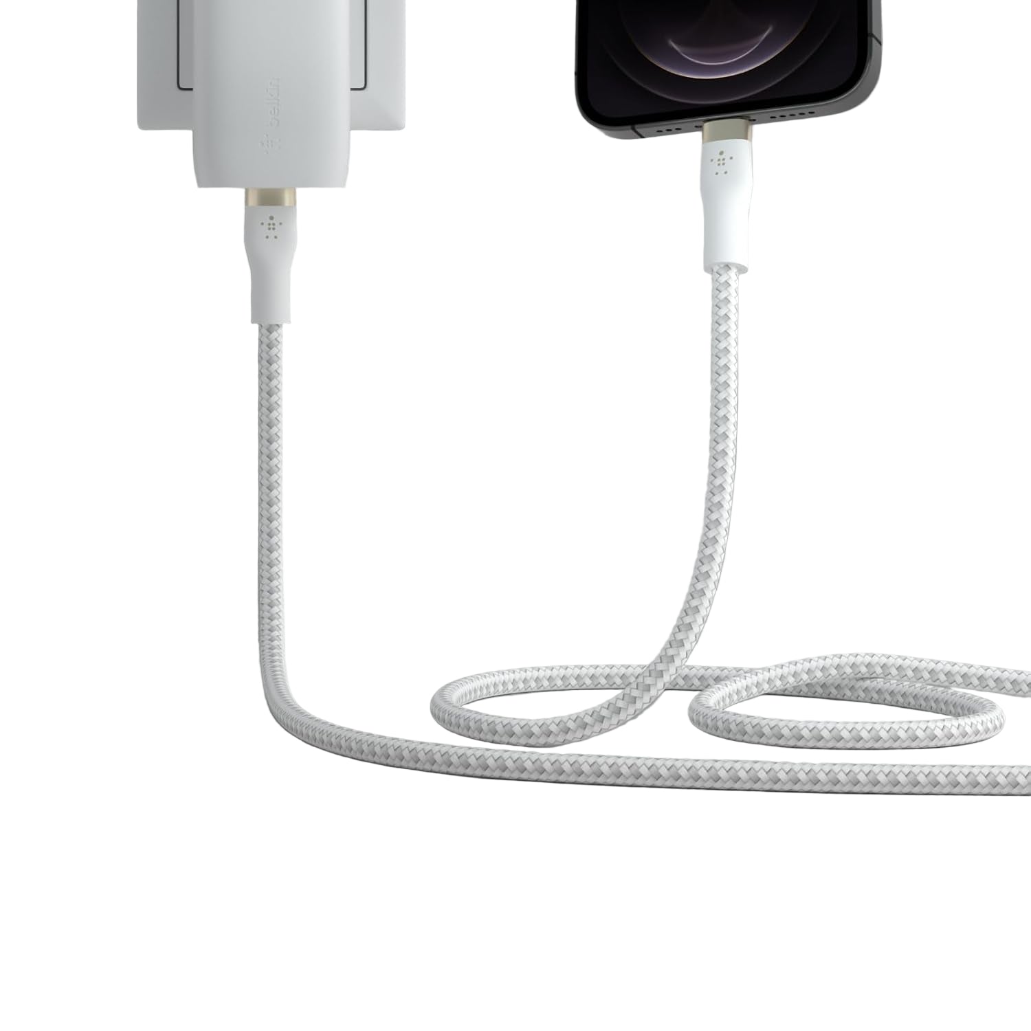 Belkin Boost Charge PRO Flex USB-C Braided Silicone Cable with Lightning Connector, 3Mm, White