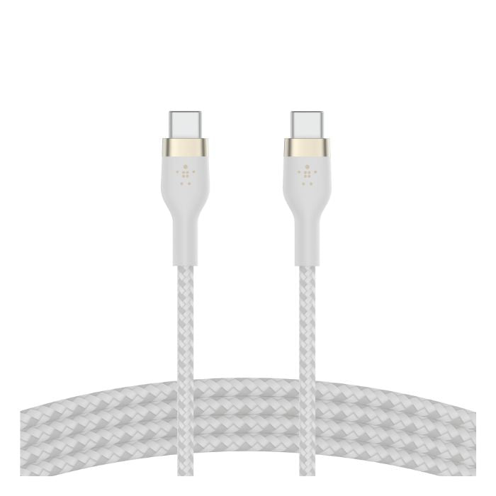 Belkin Boost Charge PRO Flex USB-C to USB-C Braided Silicone Cable, 1Mm, White Belkin Boost Charge PRO Flex USB-C to USB-C Braided Silicone Cable, 1Mm, White