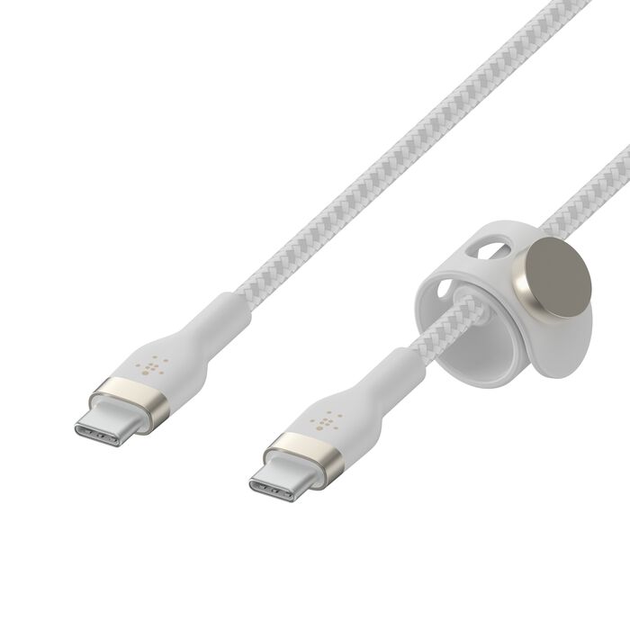 Belkin Boost Charge PRO Flex USB-C to USB-C Braided Silicone Cable, 3Mm, White Belkin Boost Charge PRO Flex USB-C to USB-C Braided Silicone Cable, 3Mm, White
