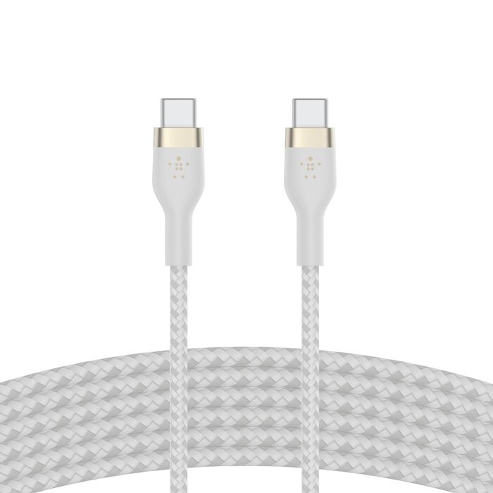 Belkin Boost Charge PRO Flex USB-C to USB-C Braided Silicone Cable, 3Mm, White Belkin Boost Charge PRO Flex USB-C to USB-C Braided Silicone Cable, 3Mm, White