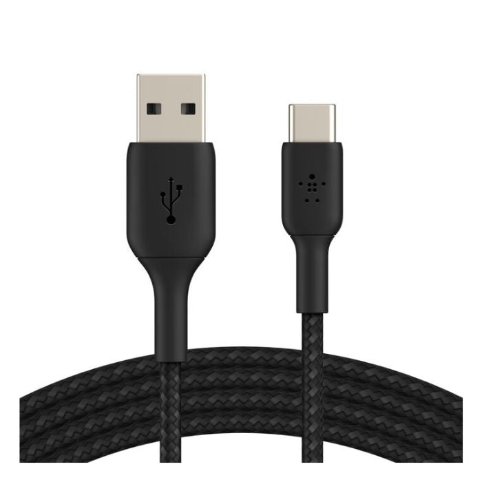 Belkin Boost Charge USB-A to USB-C Braided Cable, 1Mm, Black Belkin Boost Charge USB-A to USB-C Braided Cable, 1Mm, Black