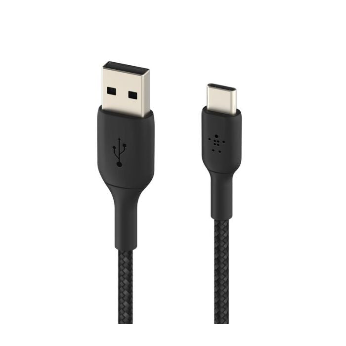 Belkin Boost Charge USB-A to USB-C Braided Cable, 1Mm, Black Belkin Boost Charge USB-A to USB-C Braided Cable, 1Mm, Black