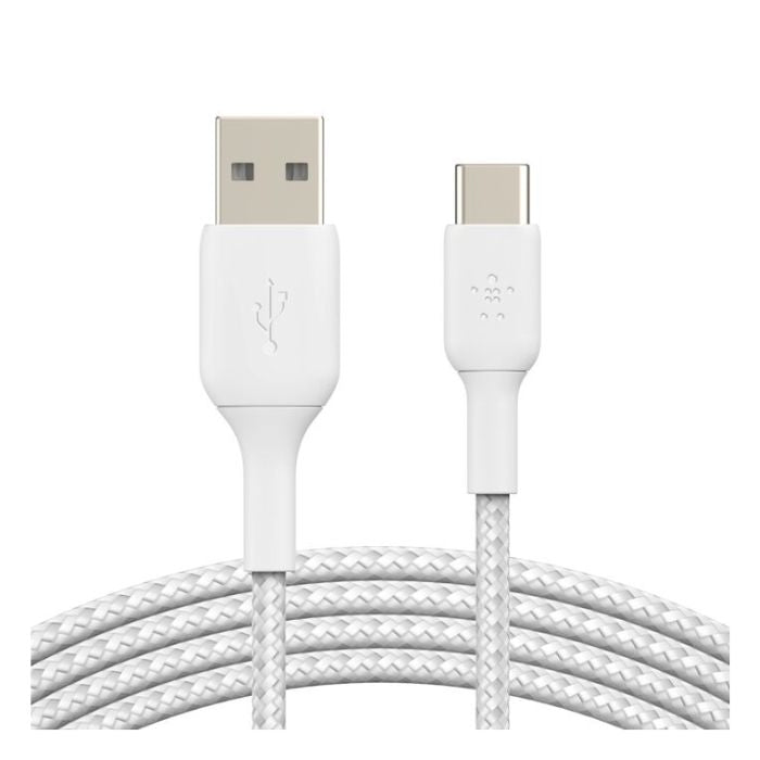 Belkin Boost Charge USB-A to USB-C Braided Cable, 1Mm, White Belkin Boost Charge USB-A to USB-C Braided Cable, 1Mm, White