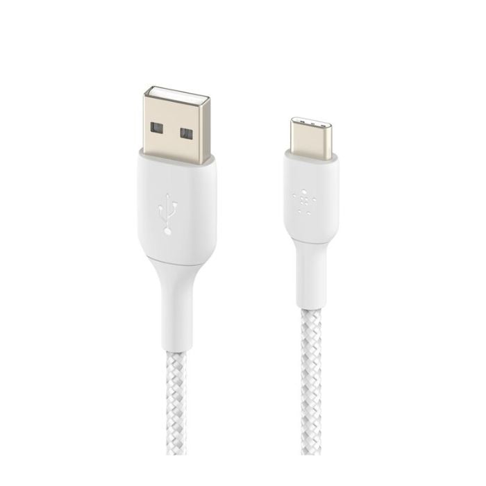 Belkin Boost Charge USB-A to USB-C Braided Cable, 1Mm, White Belkin Boost Charge USB-A to USB-C Braided Cable, 1Mm, White