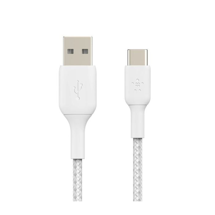 Belkin Boost Charge USB-A to USB-C Braided Cable, 1Mm, White Belkin Boost Charge USB-A to USB-C Braided Cable, 1Mm, White