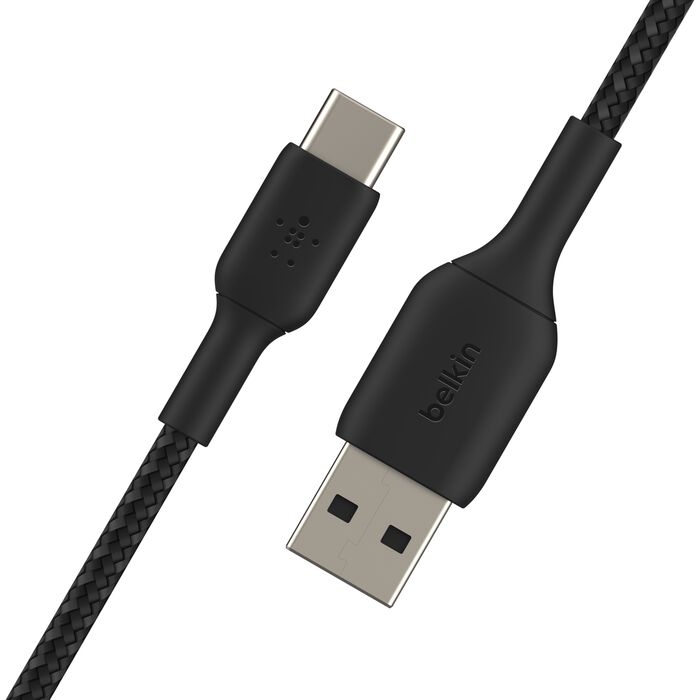 Belkin Boost Charge USB-A to USB-C Braided Cable, 2Mm, Black Belkin Boost Charge USB-A to USB-C Braided Cable, 2Mm, Black