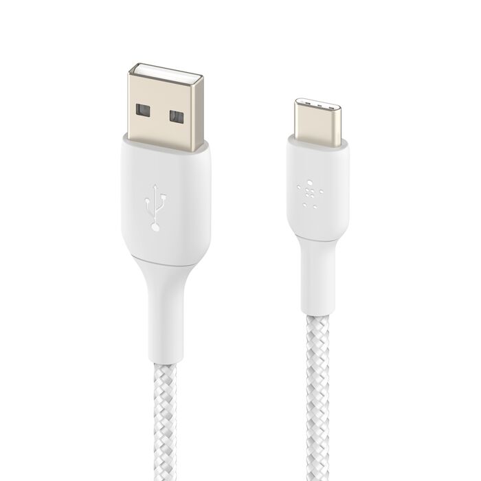 Belkin Boost Charge USB-A to USB-C Braided Cable, 2Mm, White Belkin Boost Charge USB-A to USB-C Braided Cable, 2Mm, White