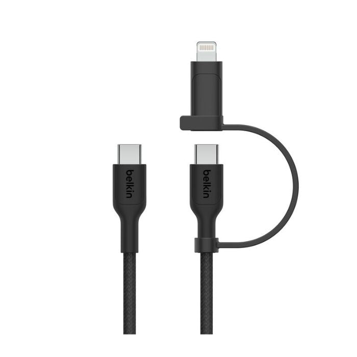 Belkin Boost Charge 2in1 USB-C to USB-C Braided Cable with Lightning adapter, 1.5Mm, Black