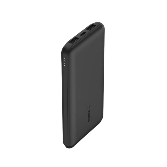 Black power bank on a white background