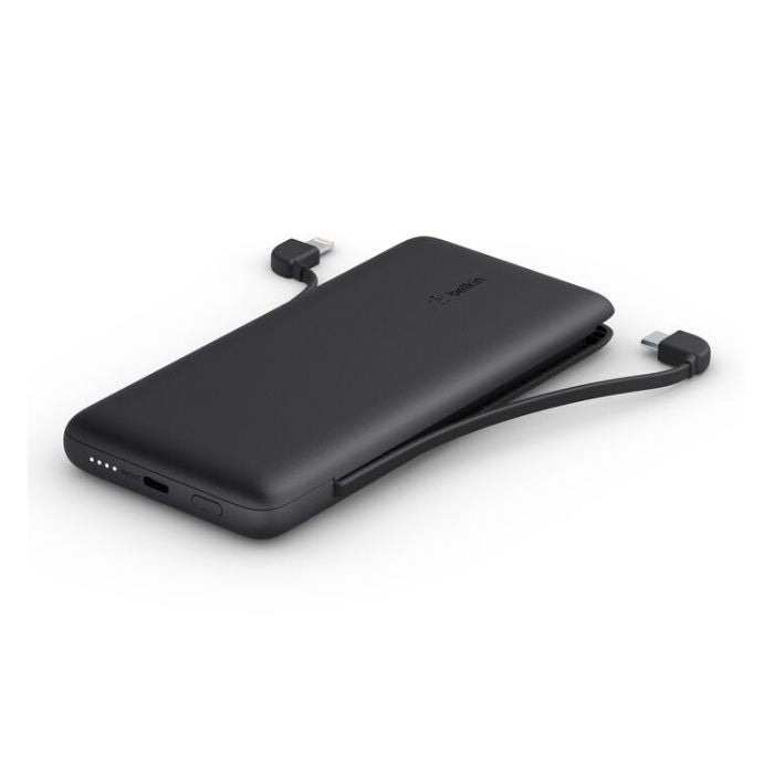 Belkin Boost Charge Plus 2 Integrated Cables, 10000Mah Power Bank USB-C 18Watts, Black