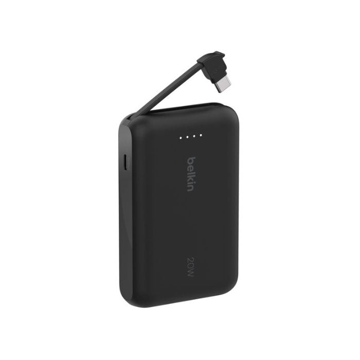 Belkin Boost Charge Power Bank 10000Mah, PD 20Watts with USB-C, Integrated Cable and USB-C Port, Black
