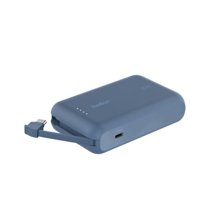 Belkin Boost Charge Power Bank 10000Mah, PD 20Watts with USB-C, Integrated Cable and USB-C Port, Blue