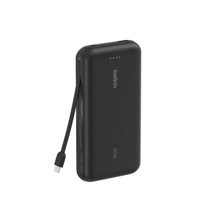 Belkin Boost Charge Power Bank 20000Mah, PD 30Watts with USB-C, Integrated Cable and USB-C & USB-A, Black
