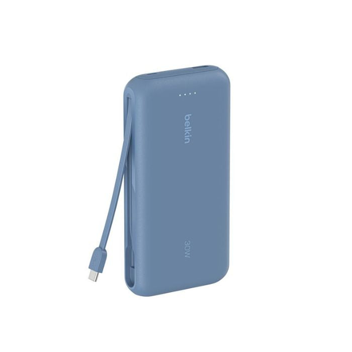 Belkin Boost Charge Power Bank 20000Mah, PD 30Watts with USB-C, Integrated Cable and USB-C & USB-A, Blue Belkin Boost Charge Power Bank 20000Mah, PD 30Watts with USB-C, Integrated Cable and USB-C & USB-A, Blue