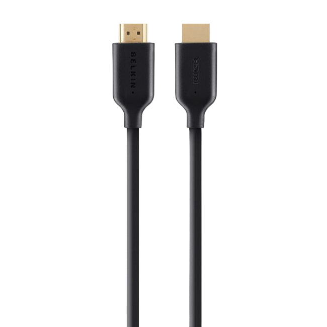 Black HDMI cable with Belkin branding on a white background