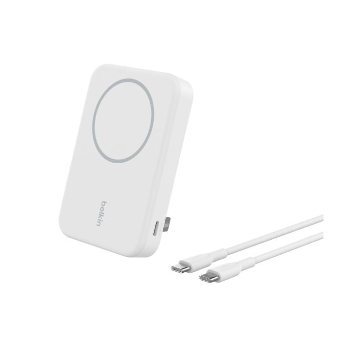 Belkin Boost Charge Qi2 Magnetic Wireless, Power Bank 8000Mah & Stand, 15Watts, White Belkin Boost Charge Qi2 Magnetic Wireless, Power Bank 8000Mah & Stand, 15Watts, White