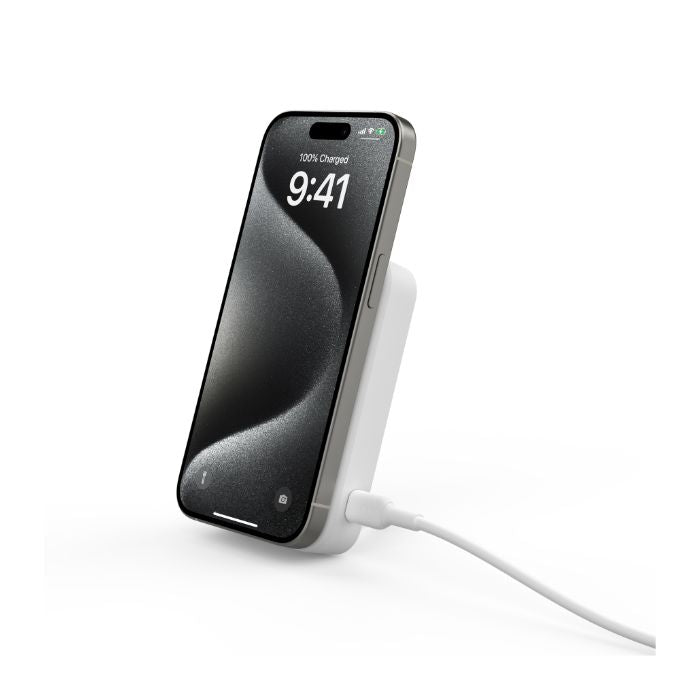 Belkin Boost Charge Qi2 Magnetic Wireless, Power Bank 10000Mah & Stand, 15Watts, White