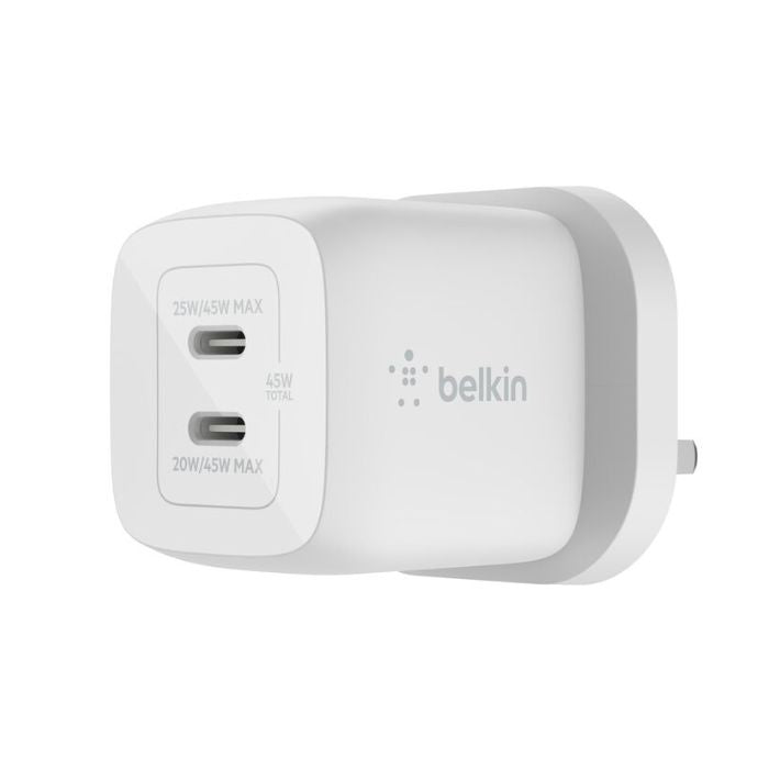 Belkin Wall Charger with Interchangeable Plug, 70Watts, 2Ports, White Belkin Wall Charger with Interchangeable Plug, 70Watts, 2Ports, White