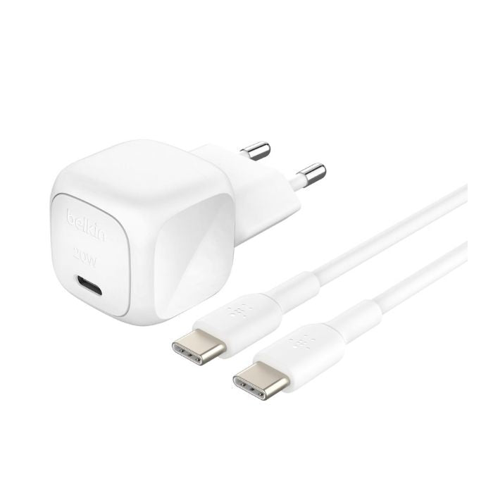 Belkin Cube Wall Charger Boost Charge, USB C-C, 20Watts, 1Port, Cable 1Mm, White