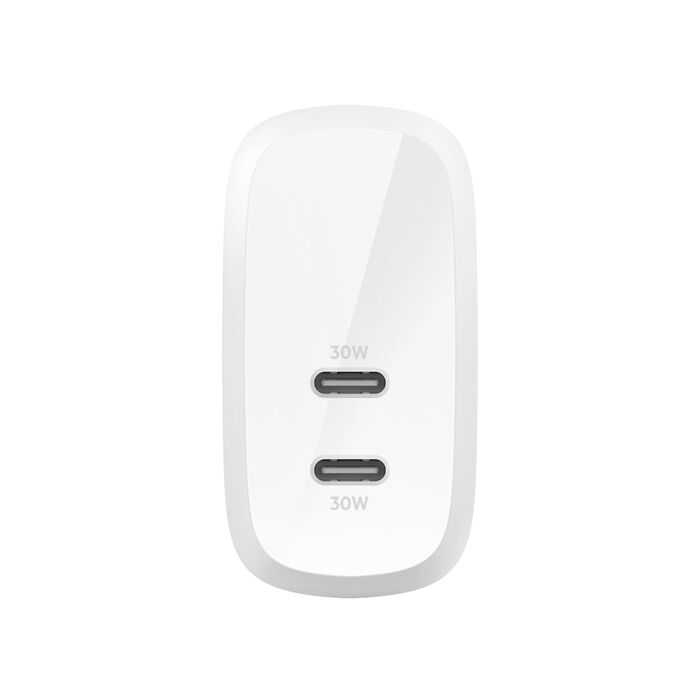 Belkin Wall Charger Boost Charge Dual, 30Watts, USB-C PD, 60Watts, White