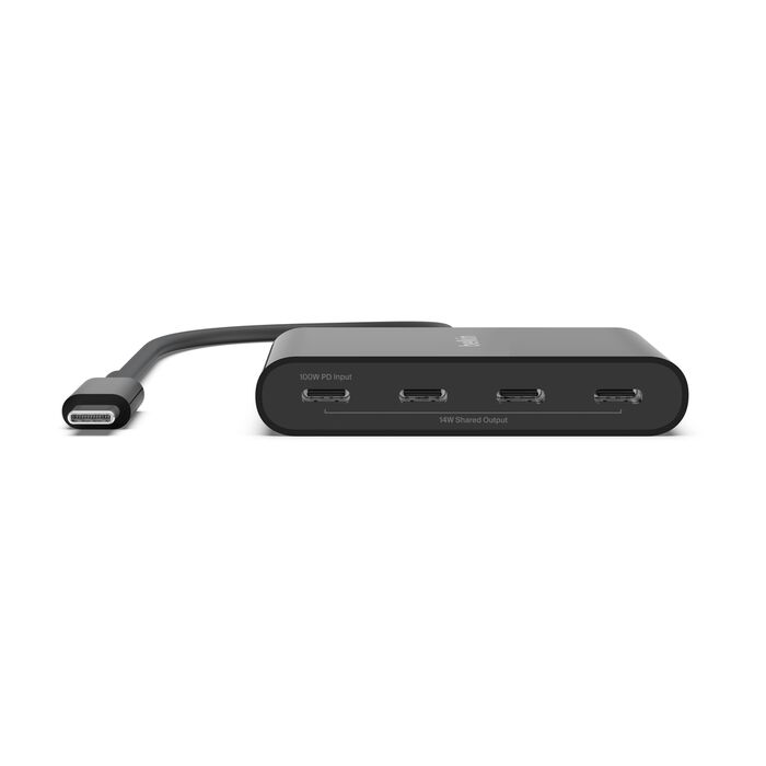 Belkin Connect USB-C to 4-Port USB-C Hub, 100Watts PD, Black