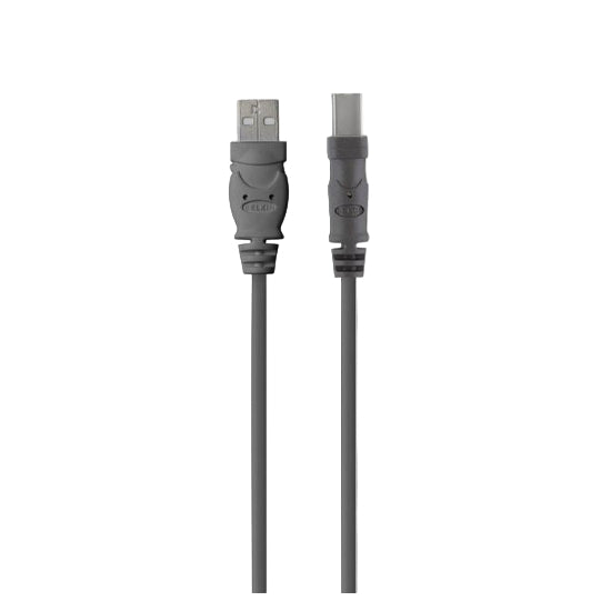 Gray USB cable with connectors on a white background