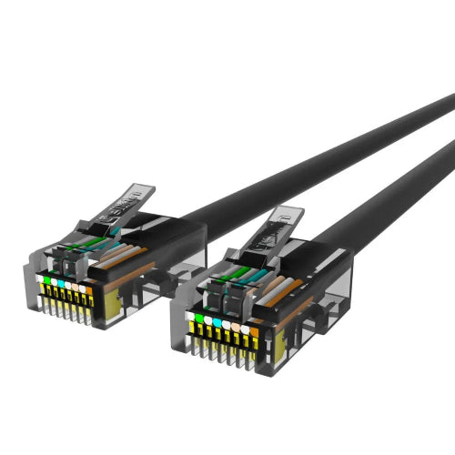 Two Ethernet cables with connectors on a white background