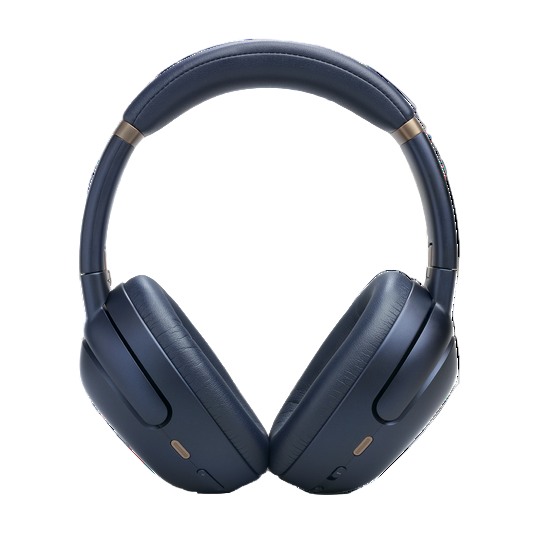 Blue over-ear headphones on a white background