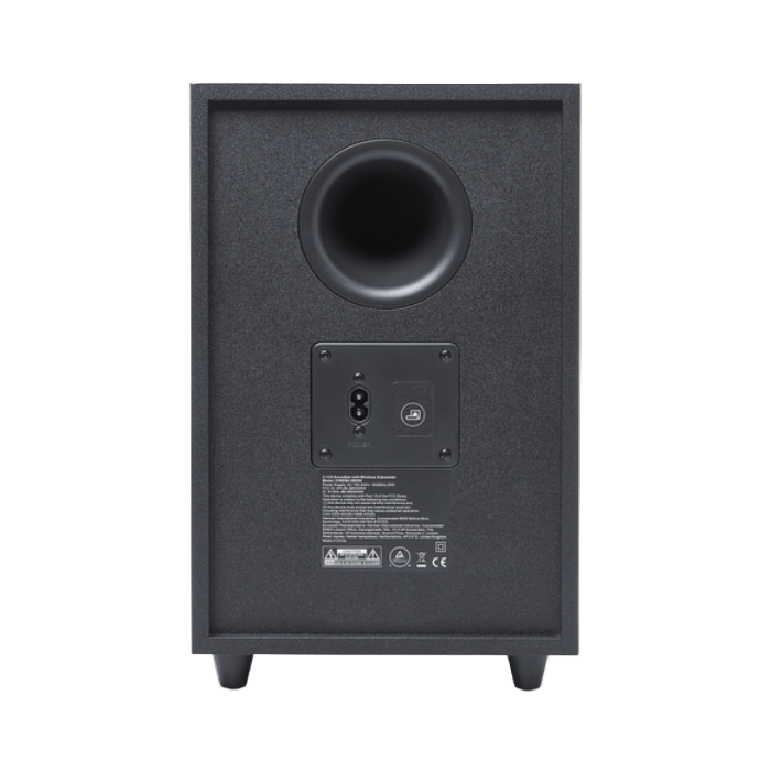 Black speaker subwoofer on a white background
