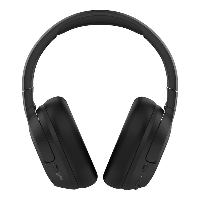 Black over-ear headphones on a white background
