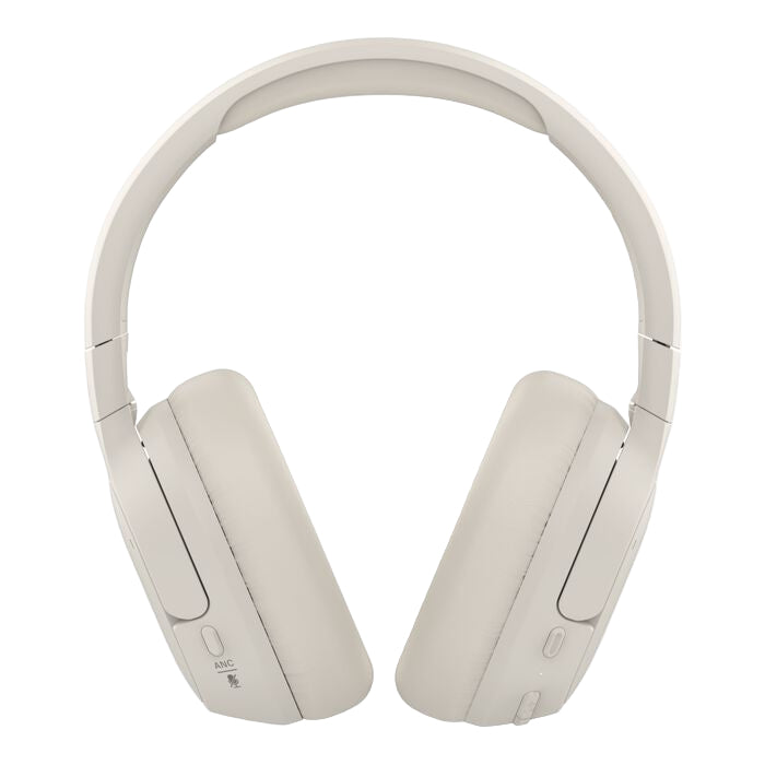 Beige over-ear headphones on a white background